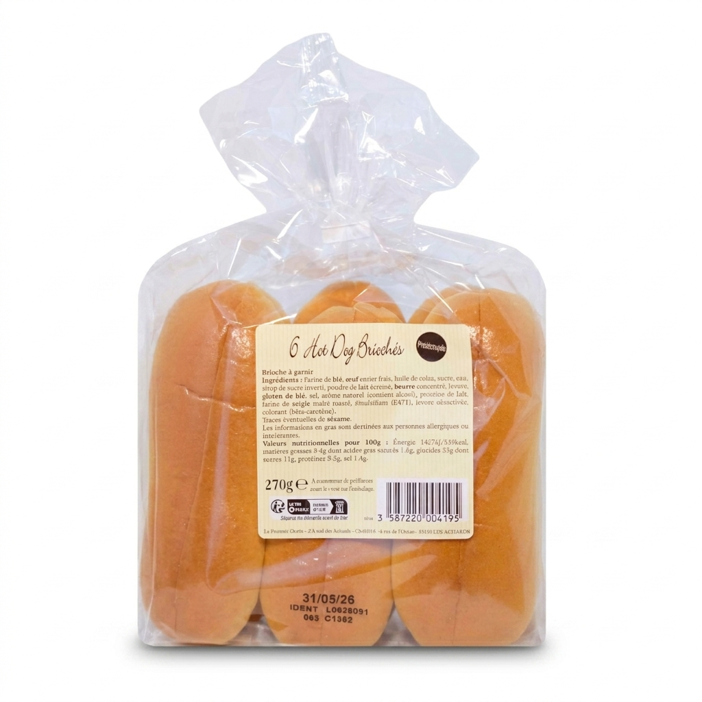 Brioche Hot Dog Buns, x6, 270g