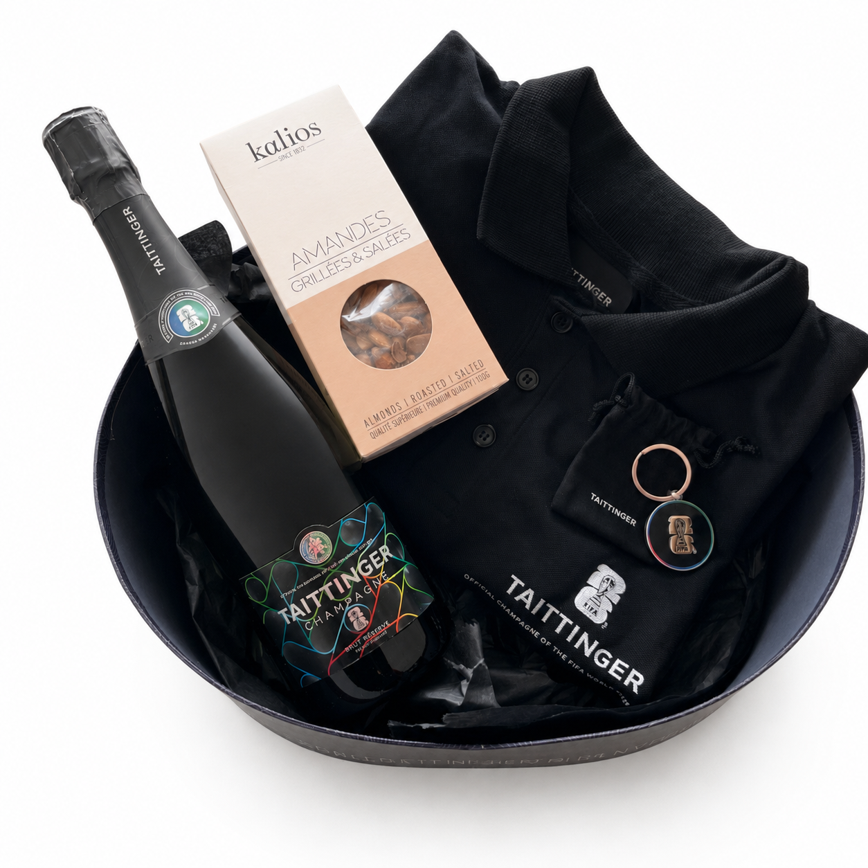 Champagne, Almonds & Polo Shirt Gift Basket
