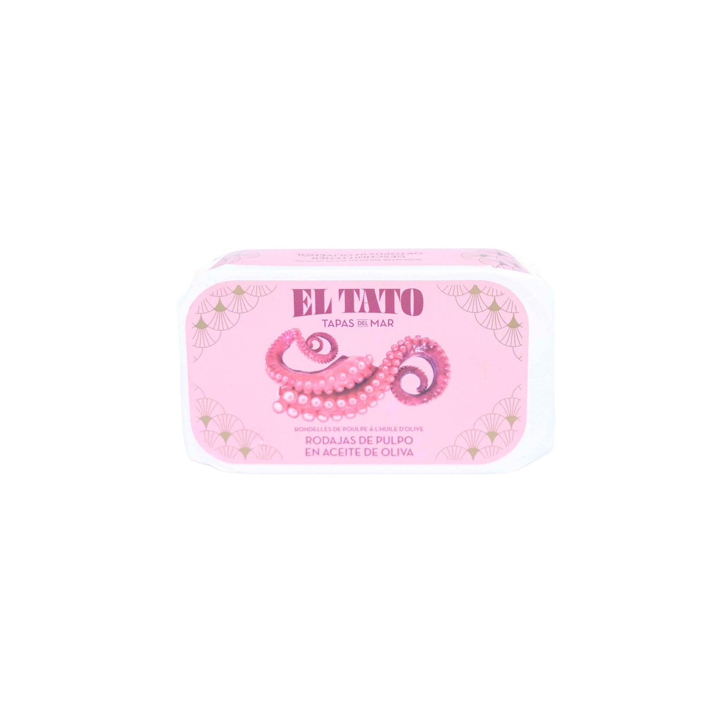 Pink tin with 'El Texto' branding on a white background