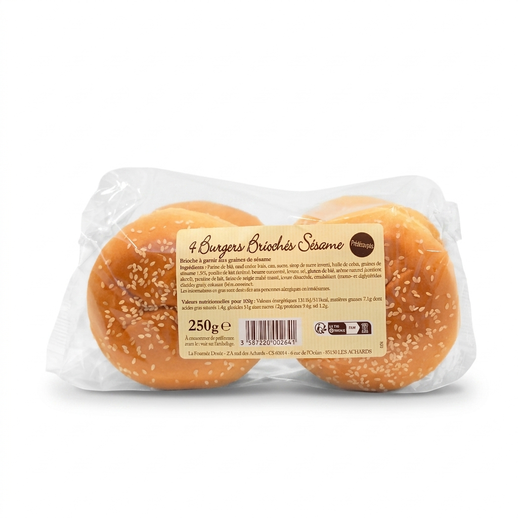Brioche Burger Buns Sesame x4