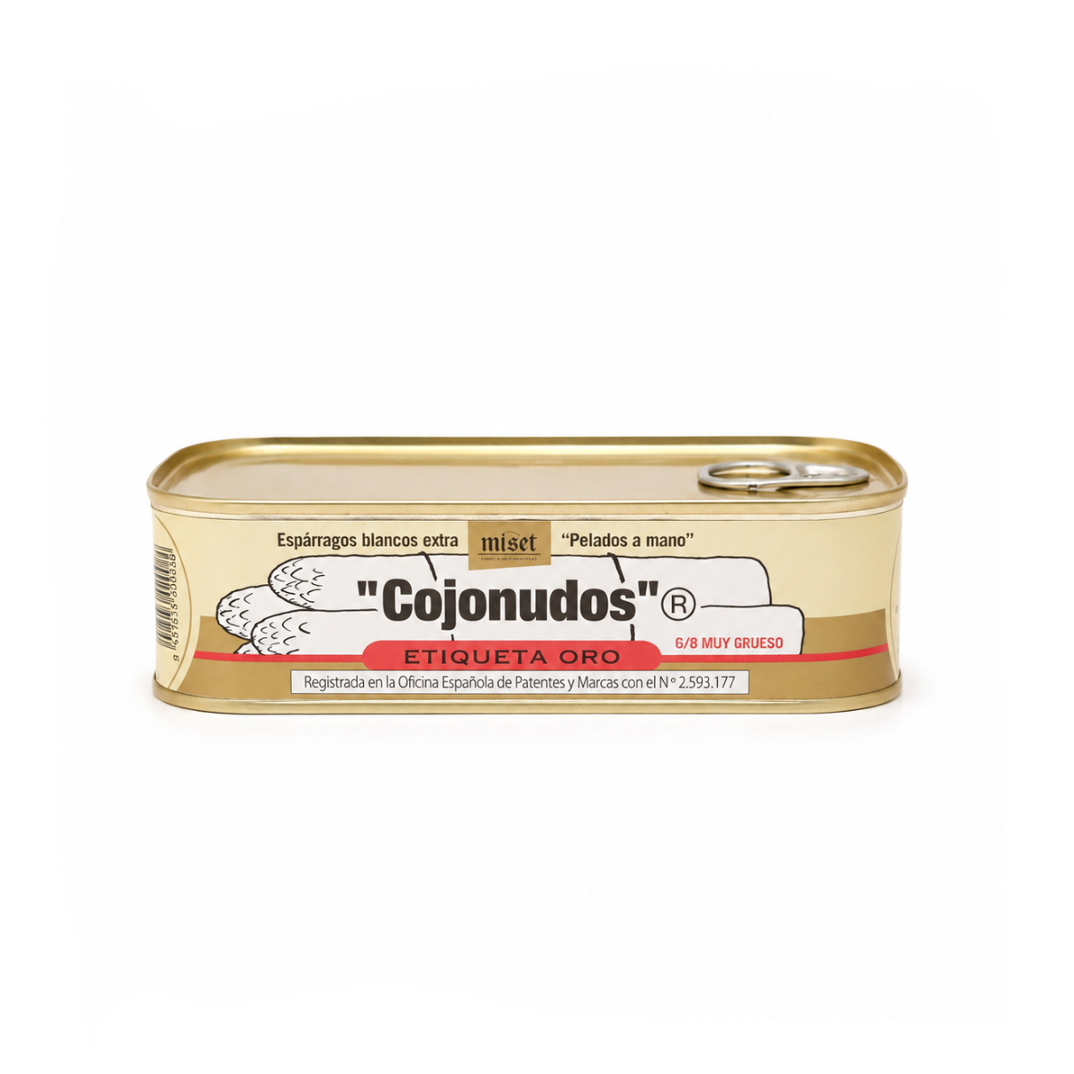 Can of 'Cojonudos' on a white background