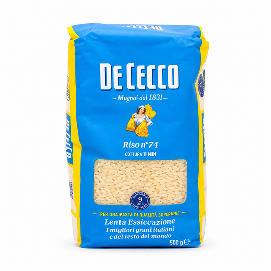 De Cecco rice product packaging on a white background