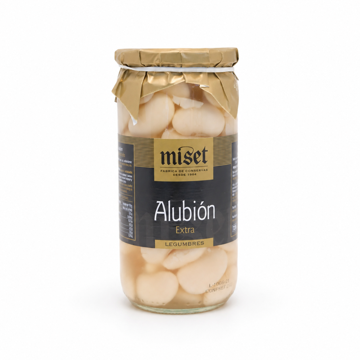 Jar of 'Alubion' with 'miset' label on a white background