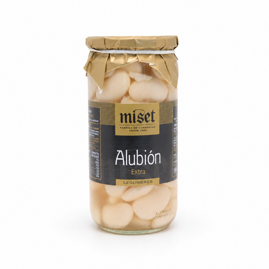 Jar of 'Alubion' with 'miset' label on a white background