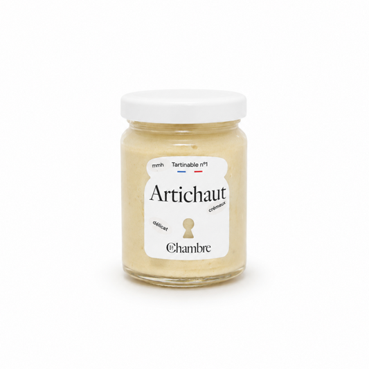 Jar of 'Artichaut Chambre' on a white background