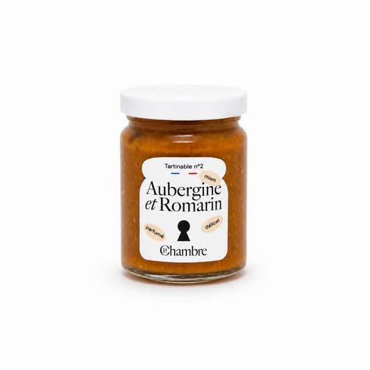 Jar of Aubergine et Romarin on a white background