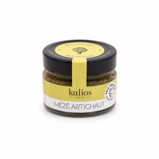 Jar of Meze Artichaut by Kalios on a white background