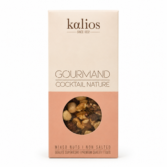 Kalogos Gourmand Cocktail Nature mixed nuts packaging on a white background