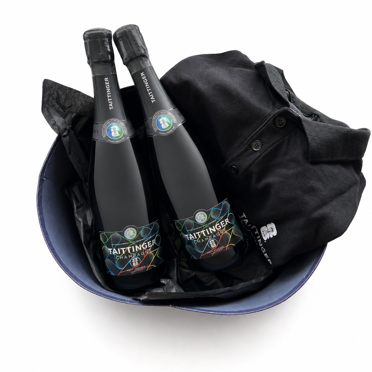 Double Champagne & Polo Shirt Gift Basket