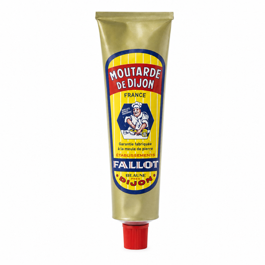 Tube of Moutarde de Dijon Fallot on a white background