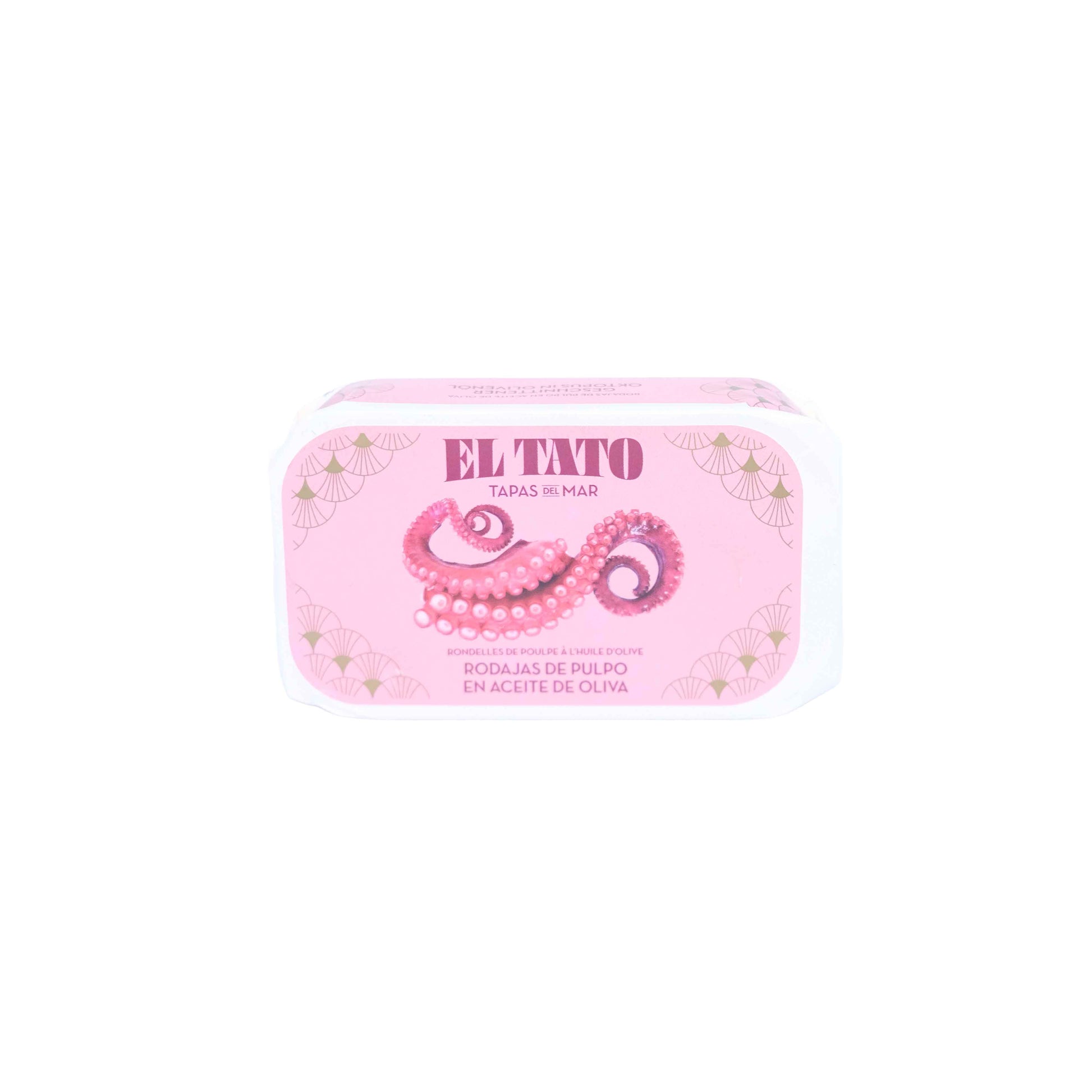 Pink tin with 'El Texto' branding on a white background