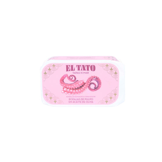 Pink tin with 'El Texto' branding on a white background