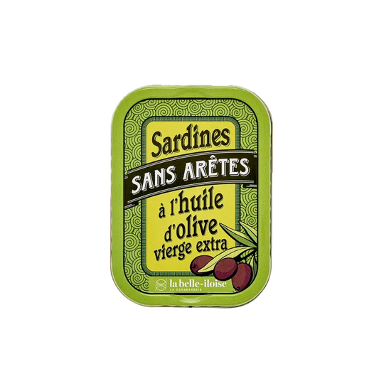 Sardine can with green label on a white background